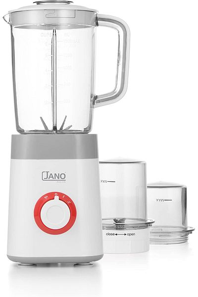 JANO Electric Blender 3 In 1 Plastic Jar, Coffee Grinder, Grater, Two Speeds, S/s Blade, 500w, White