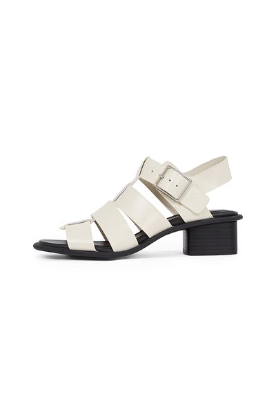 Calvin Klein Women Turtle Dove/Black Square Mg Buckle Heel Sandal