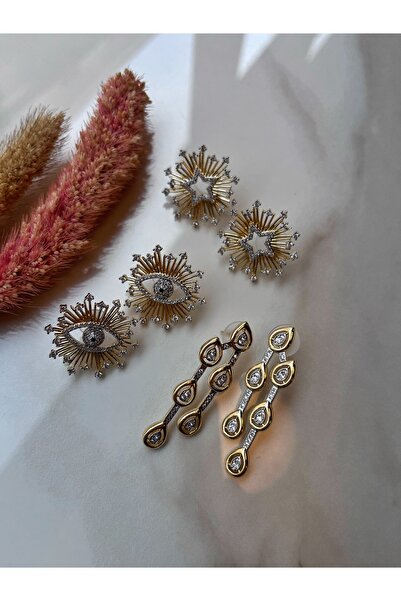 Miltonia Göz Zirkon Taşlı Kaliteli Çelik Küpe