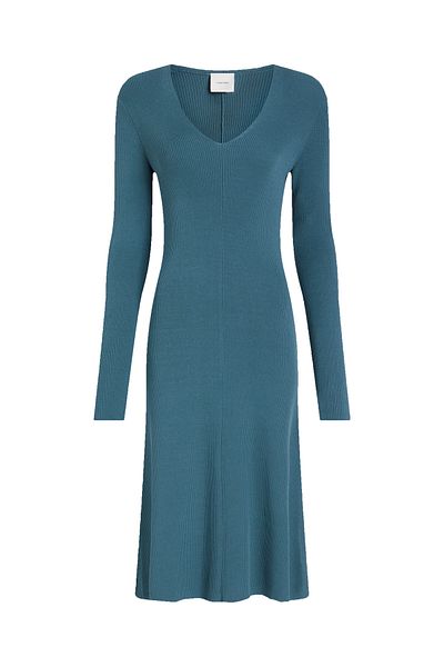 Calvin Klein Women Blue Long Sleeve Ribbed Jumper Dress