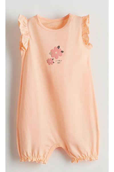 LC Waikiki Lcw Baby Coral Floral Baby Girl Combed Cotton Jumpsuit 3 Pcs