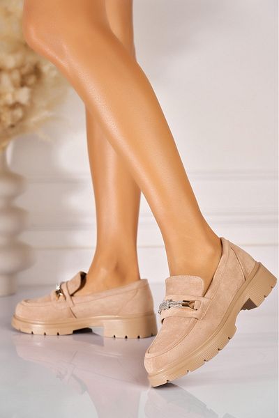 Joana Women's casual shoes Nude made of ecological suede leather Diona2