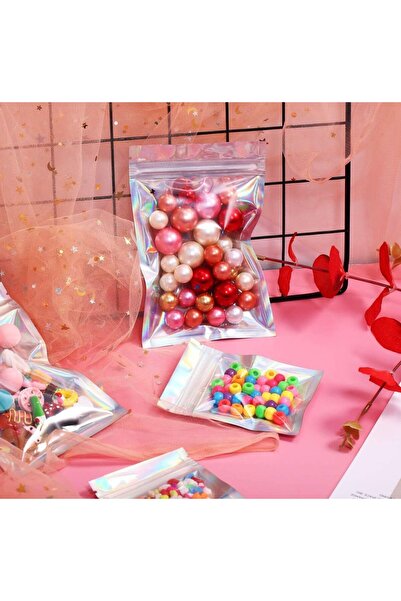 OZN AKSESUAR 100 Adet Kilitli Gıda Saklama Şeffaf Pencereli Su Geçirmez Şekerleme Vb Gıda ambalaj 6x10