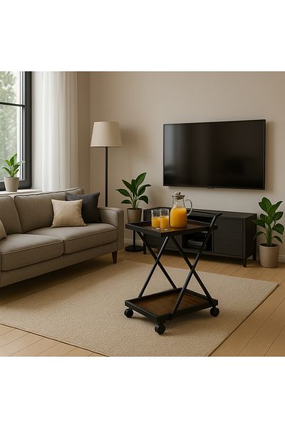 TrentonGCC Modern Wooden Serving Cart