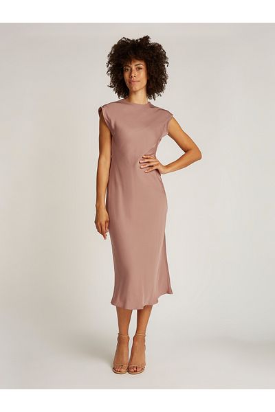 Calvin Klein Women Brown Heavy Shine Viscose Shift Dress