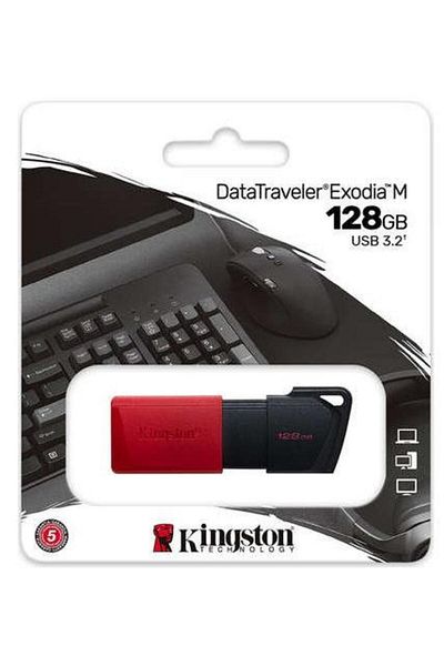 Kingston Stick USB Kingston Data Traveler EXODIA, 128GB, USB 3.2 (Negru/Rosu)