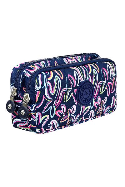 Çantaland Crinkle Fabric Double Compartment Pencil Holder Pencil Case