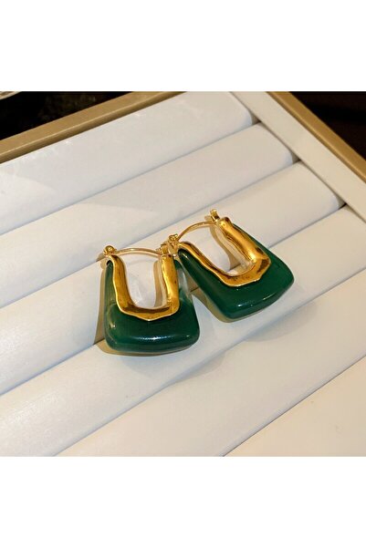 Choice أقراط راتنج شفافة باللونين الأخضر والوردي للنساء والفتيات بأشكال هندسي...