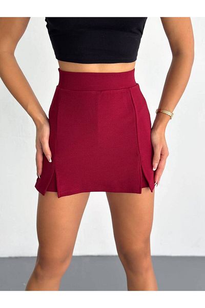 Melzgiyim Burgundy Short Skirt