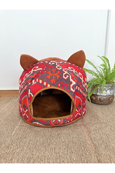 KİLİM DESENLİ KUMAŞ KEDİ EVİ 39x39x30cm