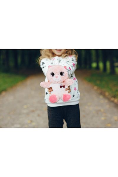 tototoys Toto Toys - Plush Soft Toy - TY Eyes Bear - Pink - 23 cm