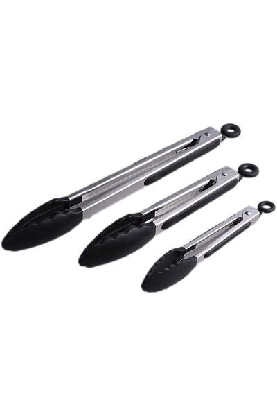 Smithcraft set de 3 clești de bucătărie, oțel inoxidabil/silicon, argintiu/negru