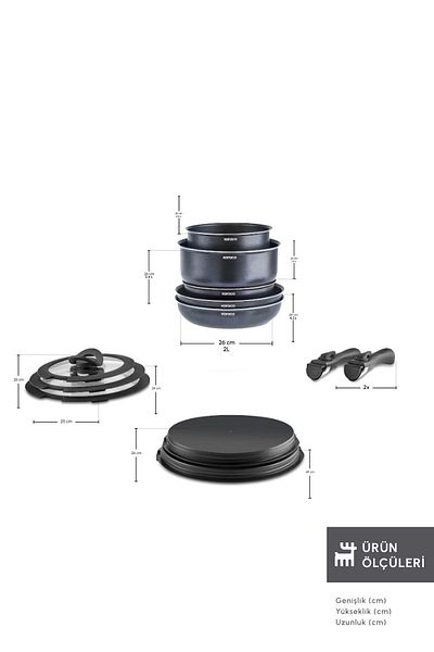 Karaca Σετ μαγειρικών σκευών 12 τεμαχίων Biodiamond Easy Clip με επαγωγική βάση με αφαιρούμενες λαβές