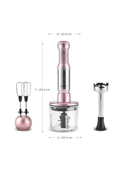 Karaca Prosteel 1000W Blender Set with Glass Bowl and Rosegold