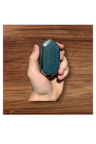 ŞENYILDIZ AKSESUAR Togg T10X Compatible Key Protection Case Blue / Gold Detailed Please Key Teyit