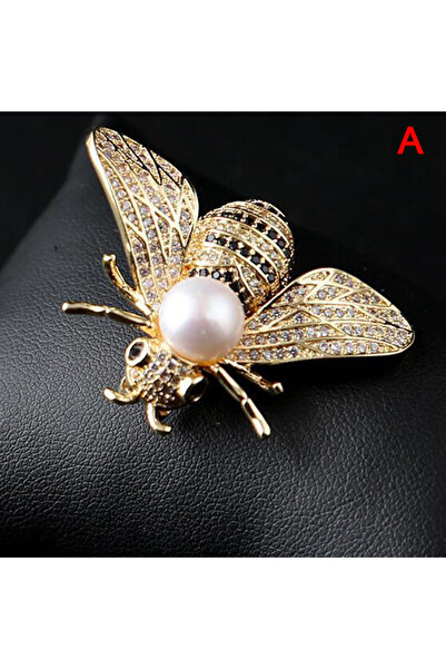 Choice دبوس على شكل نحلة صغيرة رقيقة من سلسلة الحشرات، دبوس مرصع بأحجار الراي...