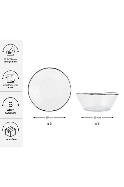 Karaca Marlon 6 Piece Glass Dessert and Cake Set