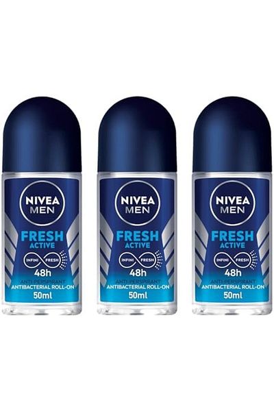 NIVEA Men Deodorant Roll-on Fresh Active 48-Hour Protection Citrus Fragrance 3 x 50ml
