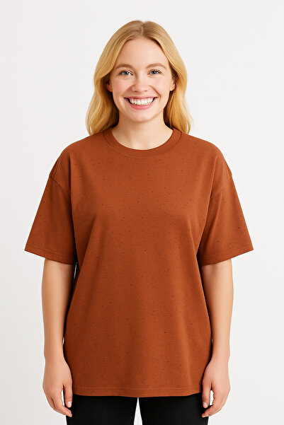 İpek Tekstil 100% Cotton Women's T-Shirt Oversize Solid Color Basic Combed Cotton Crew Neck