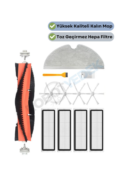 robotyedek Xiaomi Vacuum Mop 2 - Σετ 12 τεμαχίων συμβατών ανταλλακτικών βουρτσών και φίλτρων Hepa