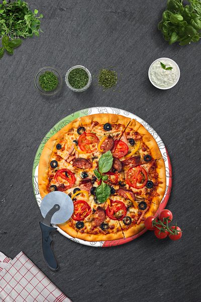 Decorita Pizza Cut Channel Presentation Glass |   White Patterned |   Diameter36Cm