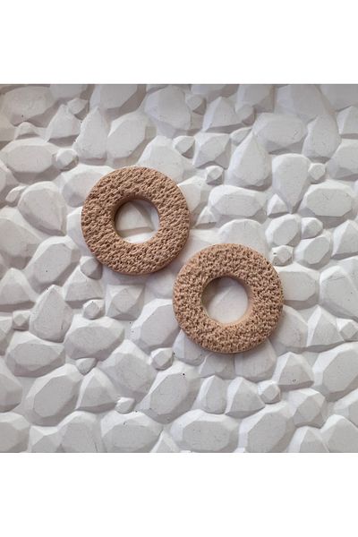 ACCESSORY Beige Circle Hoop Earrings