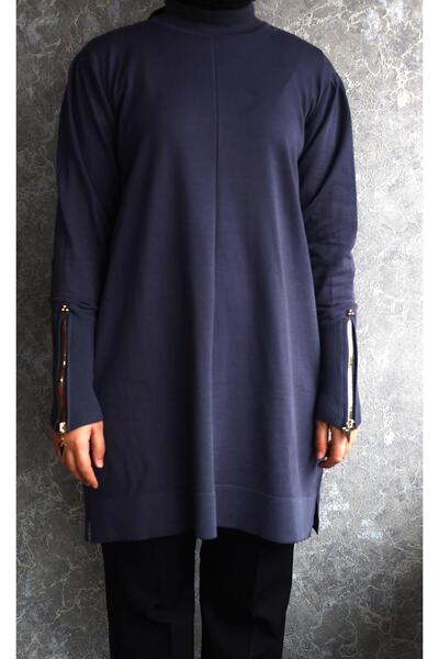 Belgin kolları fermuar detaylı triko tunik
