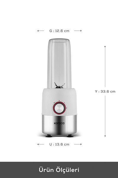 Karaca White Inox Personal Smoothie Blender Blend & Rush