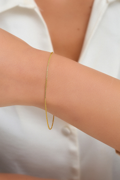 Altınkesesi 14 Ayar Altın Unisex İnce Palmiye Zincir Bileklik