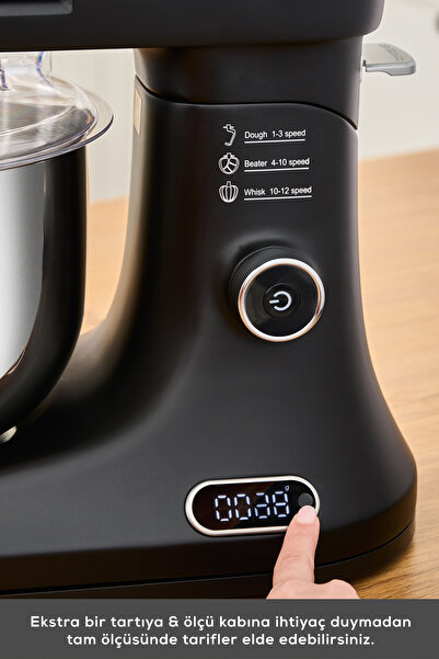 Karaca Pro Artisan Zaman Ayarlı Tartılı Mutfak Şefi Matte Black 1600W 5 Litre