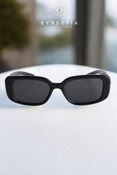 Eyesofia Jack Unisex Square Star Detailed Black New Season Popular Sunglasses