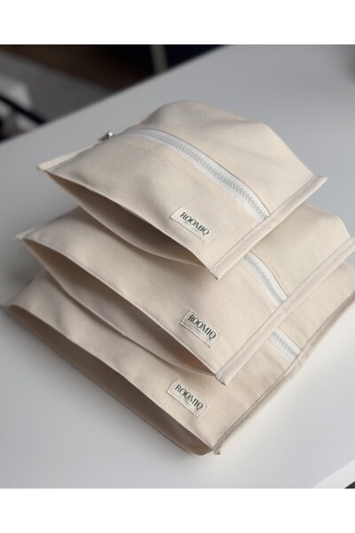 Roomiq مجموعة منظم الحقائب المصنوعة يدويًا من باجي، مجموعة حقائب المكياج والس...