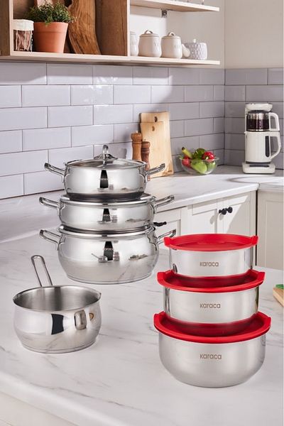 Karaca Cook Hide V2 13-teiliges Kochgeschirrset aus Stahl mit Induktionsboden
