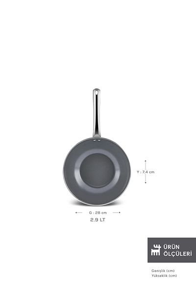Karaca Refika Birgül 28 Cm Tigaie Wok Cristal cu Maner Metal - Crema