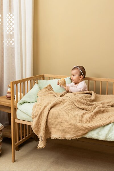 ZEYPBA Latte Muslin Baby and Kids Blanket - 100% Cotton, 4 Layers, 110X110Cm