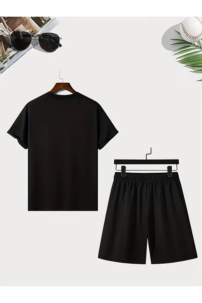 DAXİS Sportwear Company Set trening cu imprimeu GYM pentru bărbați - Set de pantaloni scurți de tricou