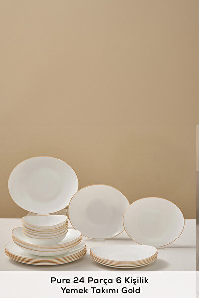 Karaca Pure 24 Parça 6 Kişilik Opal Cam Yemek Takımı Gold