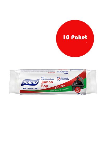 Polmix 10 Pieces Eco Industrial Oversized 80 X 110 cm Garbage Bags - P303-10