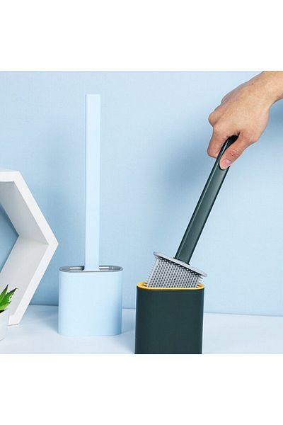 Modafiks Wall-Mountable Hanging Toilet with Lid Soft Silicone Head Toilet Brush Set (5122)