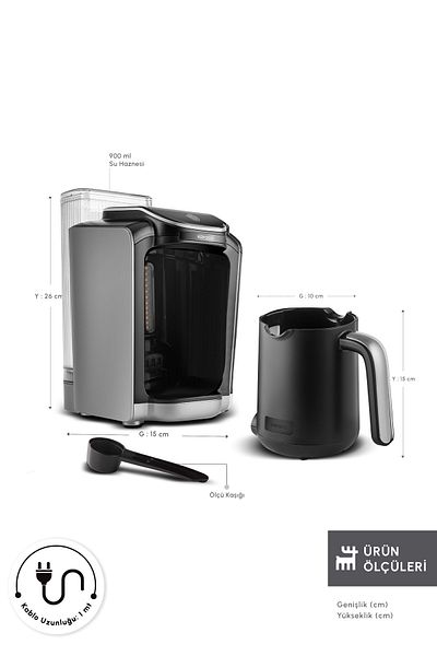 Karaca Galaxy Gray Turkish Coffee Machine with Automatic Water Intake Chamber