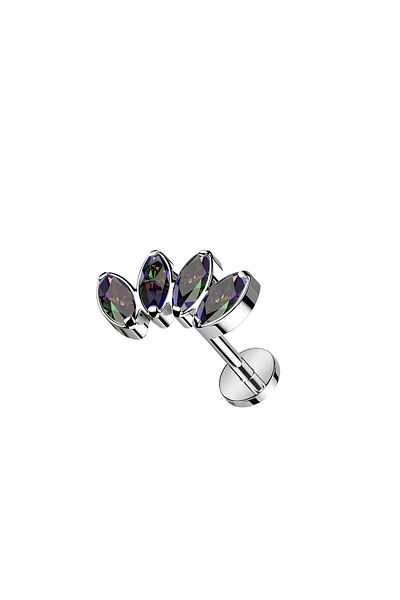 Janset F136 Titanium Black Hologram Marquise Cut Piercing Conch Piercing