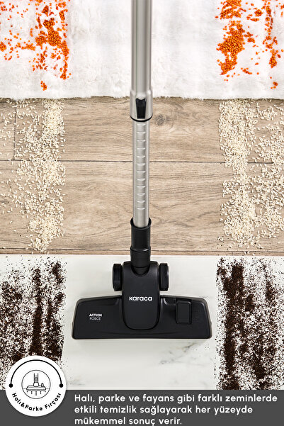 Karaca Vantuz Action Force X10 2 Lt Toz Torbasız Hazneli Elektrikli Süpürge Cherry Red 899 W