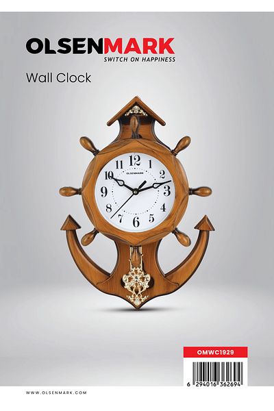Olsenmark Round Wall Clock OMWC1929 WallMounted, Battery Operated and Durable and 2 YEAR WARRANTY