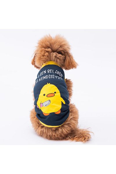 Pettrend Bela Chick T-Shirt - Cat Dog Outfit - Organic Cotton Combed Cotton T-Shirt