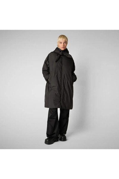 SAVE THE DUCK Kadın Kapüşonlu Uzun Mont Koyu Kahverengi - Winona