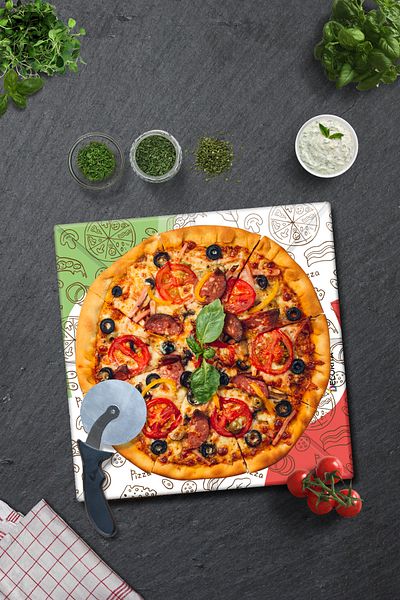 Decorita Pizza Cut Channel Square Presentation Glass |   White Patterned |   36cm X 36cm