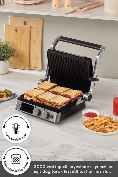 Karaca Compact Steel Sear And Grill Inox 2008 Grill și prăjitor de pâine
