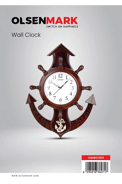 Olsenmark Round Wall Clock OMWC1931 WallMounted, Battery Operated and Durable and 2 YEAR WARRANTY