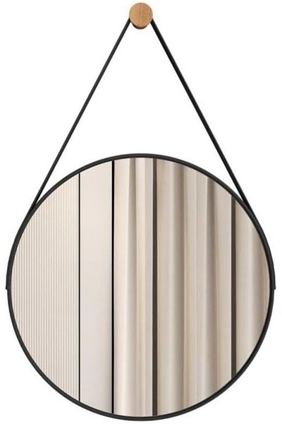 JB Moviecs Round Mirror for Living Room and Home with Leather Stand 50cm