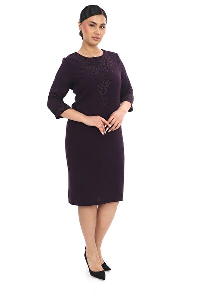 SORALLİNE KADIN BÜYÜK BEDEN ABİYE ELBİSE 1124 MÜRDÜM RENGİ